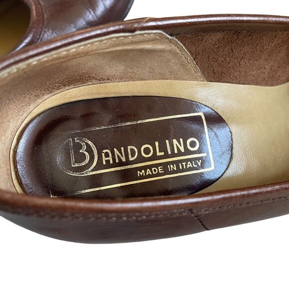 Bandolino Vintage Brown Leather Slip-On Pumps Shoes Heels Made In Italy 7 - Picture 10 of 12